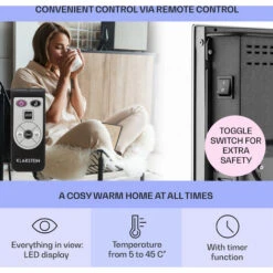 Klarstein Bornholm Convection Heater 2000W LED Display 2 Heating Levels Black -Outlet Klarstein Devices Store 14842559 3