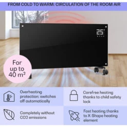 Klarstein Bornholm Convection Heater 2000W LED Display 2 Heating Levels Black -Outlet Klarstein Devices Store 14842559 4