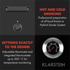 Klarstein Flintstone Smoker 1600 W Thermometer Stainless Steel Black -Outlet Klarstein Devices Store 19162011 3