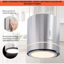 Klarstein Tron Ambience Island Extractor Hood Ø38cm Convection 540m³ / H LED Stainless Steel -Outlet Klarstein Devices Store 22969593 4