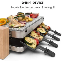 Klarstein Prime Rib Raclette Grill 8 Pers. 1500 W Natural Stone Plate Stainless Steel Wooden Feet -Outlet Klarstein Devices Store 22969674 4