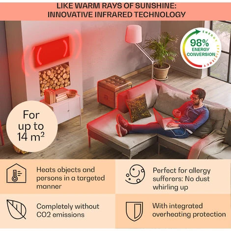 Klarstein Wonderwall Smart Infrared Heating 100x30cm App Control 300W Weekly Timer IP24 4 Klarstein Wonderwall Smart Infrared Heating 100x30cm App Control 300W Weekly Timer IP24 - Image 4