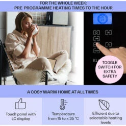 Klarstein Norderney Convection Heater Thermostat Timer 2000W 30m² Black -Outlet Klarstein Devices Store 22969694 3