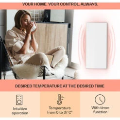 Klarstein Wonderwall 72 Infrared Heater 60x120cm 720W Weekly Timer IP24 White -Outlet Klarstein Devices Store 22969707 3