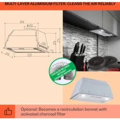 Klarstein Paolo Cooker Hood Built-in 52,5 Cm EEC: A 593 M³/h LED Touch -Outlet Klarstein Devices Store 22969732 5