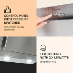 Klarstein Athena Cooker Bonnet 60cm Exhaust Air: 350 M³/h LED Stainless Steel -Outlet Klarstein Devices Store 22969760 4