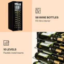 Klarstein Bellevin 62 Wine Cooler 56 Bottles 5-20 ° C Energy Class A Black -Outlet Klarstein Devices Store 22969765 4