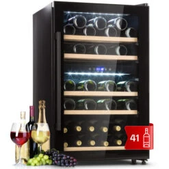 Klarstein Barossa 40 Duo Wine Fridge 2 Zones 41 Bottles Glass Door Touch LED