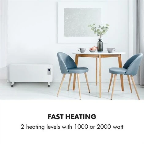 Klarstein Hot Spot CV20 Convector Heater 2000W IP24 Remote Control White 2 Klarstein Hot Spot CV20 Convector Heater 2000W IP24 Remote Control White - Image 2