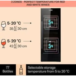 Klarstein Barossa 77 Duo Wine Fridge 2 Zones 191 L 77 Bottles Touch LED Black -Outlet Klarstein Devices Store 22969790 3