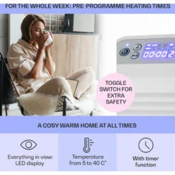 Klarstein Hot Spot Slimcurve Heater 80x40cm 40m² 2000W 5-40 ° C LED IP24 White -Outlet Klarstein Devices Store 22969830 3