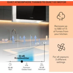 Klarstein Kronleuchter L Island Exhaust Hood 60cm Exhaust Air: 590m³ / H LED Touch Black -Outlet Klarstein Devices Store 22969885 3