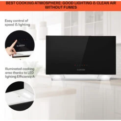 Klarstein Kronleuchter L Island Exhaust Hood 60cm Exhaust Air: 590m³ / H LED Touch Black -Outlet Klarstein Devices Store 22969885 4
