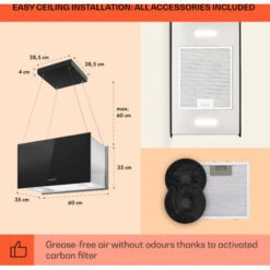 Klarstein Kronleuchter L Island Exhaust Hood 60cm Exhaust Air: 590m³ / H LED Touch Black -Outlet Klarstein Devices Store 22969885 5