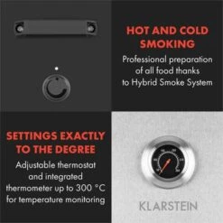 Klarstein Flintstone Steel Smoker 1600 W Built-in Thermometer Stainless Steel -Outlet Klarstein Devices Store 22970031 3