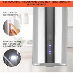 Klarstein Beretta Island Cooker Extractor Hood Ø35cm Exhaust / Circulating Air 650m³ / H LED Stainless Steel -Outlet Klarstein Devices Store 22970406 4