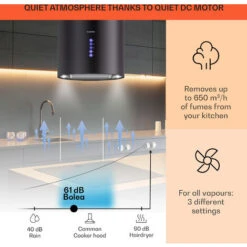 Klarstein Klarstein Beretta Island Cooker Extractor Hood Ø35cm Exhaust / Circulating Air 650m³ / H LED Black -Outlet Klarstein Devices Store 22970410 3