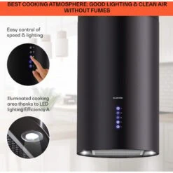 Klarstein Klarstein Beretta Island Cooker Extractor Hood Ø35cm Exhaust / Circulating Air 650m³ / H LED Black -Outlet Klarstein Devices Store 22970410 4