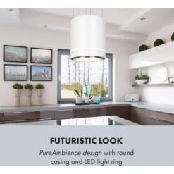 Klarstein Tron Ambience Island Cooker Extractor Hood Ø38cm Recirculation 540m³ / H LED White -Outlet Klarstein Devices Store 22970602 4