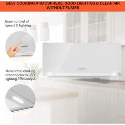 Klarstein Kronleuchter XL Kitchen Island Extractor Hood 90cm Recirculation 590m³/h LED Touchscreen White -Outlet Klarstein Devices Store 22970682 4
