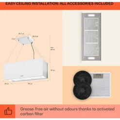 Klarstein Kronleuchter XL Kitchen Island Extractor Hood 90cm Recirculation 590m³/h LED Touchscreen White -Outlet Klarstein Devices Store 22970682 5