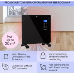 Klarstein Norderney Convection Heater Thermostat Timer 1000W 20m² Black -Outlet Klarstein Devices Store 23507090 4