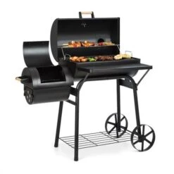 Klarstein Beef Brisket Smoker Grill Thermometer Wheels Black