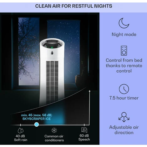 Klarstein Skyscraper Ice 4-in-1 Air Cooler Fan 210 M³/h 30 W Oscillation Mobile Remote Control 2 Klarstein Skyscraper Ice 4-in-1 Air Cooler Fan 210 M³/h 30 W Oscillation Mobile Remote Control - Image 2