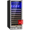 Klarstein Vinovilla Grande 127 Built-in Uno Large Capacity Wine Refrigerator 320 Litres 127 Bottles LED Stainless Steel