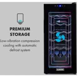 Klarstein Shiraz 18 Slim Uno Wine Refrigerator 50l 18Fl Touch Control Panel 5-18°C -Outlet Klarstein Devices Store 33503467 5