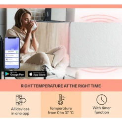 Klarstein Wonderwall Earth, Infrared Heater, 80x60cm, 550W, Wall Mounting, White -Outlet Klarstein Devices Store 33503540 3