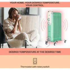 Klarstein Thermaxx Retroheat Oil Radiator 2000W Floor Rollers Green -Outlet Klarstein Devices Store 33503544 3