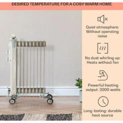 Klarstein Thermaxx Retroheat Oil Radiator 2000W Floor Rollers Taupe -Outlet Klarstein Devices Store 33503545 2