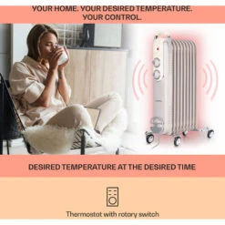 Klarstein Thermaxx Retroheat Oil Radiator 2000W Floor Rollers Taupe -Outlet Klarstein Devices Store 33503545 3