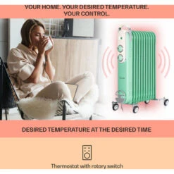 Klarstein Thermaxx Retroheat Oil Radiator 2500W Floor Rollers Green -Outlet Klarstein Devices Store 33503546 3