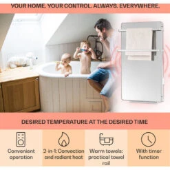 Klarstein Hot Spot Crystal Flow Bathroom Heater 45x82cm 36m² 2000W 5-40°C LED -Outlet Klarstein Devices Store 33503554 3