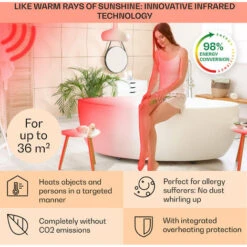 Klarstein Hot Spot Crystal Flow Bathroom Heater 45x82cm 36m² 2000W 5-40°C LED -Outlet Klarstein Devices Store 33503554 4