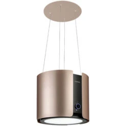 Klarstein Skyfall Smart, Island Extractor Hood, Ø45cm, Circulating Air, 402m³ / H, LED, Stainless Steel, Gold
