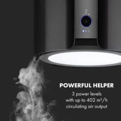 Klarstein Skyfall Smart, Island Extractor Hood, Ø45cm, Circulating Air, 402m³ / H, LED, Stainless Steel, Black -Outlet Klarstein Devices Store 33504329 3