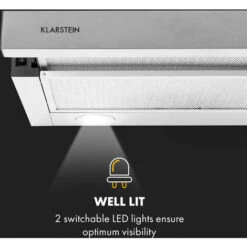 Klarstein Viola Extractor Hood Stainless Steel 59.6 Cm 612m³ / H EEC A Silver -Outlet Klarstein Devices Store 33596672 5