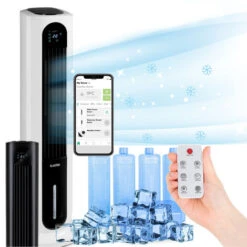Klarstein Polar Tower Smart, Fan, Air Cooler, 7L, 85W, Remote Control, 5 X Ice Pack