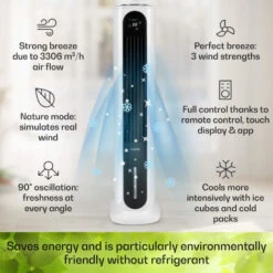 Klarstein Polar Tower Smart, Fan, Air Cooler, 7L, 85W, Remote Control, 5 X Ice Pack -Outlet Klarstein Devices Store 35647093 3