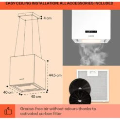 Klarstein Kronleuchter Smart, Island Hood, 595m³ / H, App Control, LED Panel -Outlet Klarstein Devices Store 39501053 5