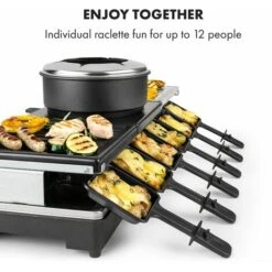 Klarstein Fonduelette XL, 3-in-1 Raclette Grill & Fondue, Natural Stone, 1650W, 12 People -Outlet Klarstein Devices Store 47928897 5