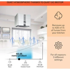 Klarstein Futurelight Smart Island Bonnet Recirculation 420m³/h LED Stainless Steel -Outlet Klarstein Devices Store 50828013 3