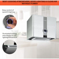 Klarstein Futurelight Smart Island Bonnet Recirculation 420m³/h LED Stainless Steel -Outlet Klarstein Devices Store 50828013 4