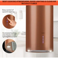 Klarstein Beretta, Island Extractor Hood, Ø 35 Cm, Exhaust / Circulating Air, 650m³ / H, LED, Copper -Outlet Klarstein Devices Store 56581942 4