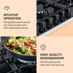 Klarstein Ignito Chef Edition 5 Zones Gas Hob 5 Burners Sabaf Burners Glass Ceramic -Outlet Klarstein Devices Store 88778463 5