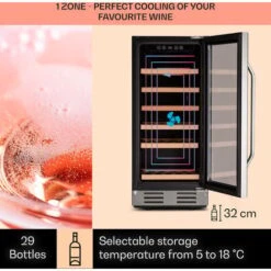 Klarstein Vinovilla 29 Built-In Wine Fridge 81 L / 29 Bottles 1 Zone Glass Door Stainless Steel -Outlet Klarstein Devices Store 92526667 3