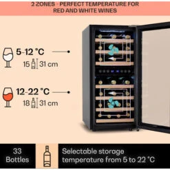 Klarstein Vinamour 33 Duo Wine Fridge 2 Zones 89 L / 33 Bottles 5-18°C Touch -Outlet Klarstein Devices Store 92881315 3